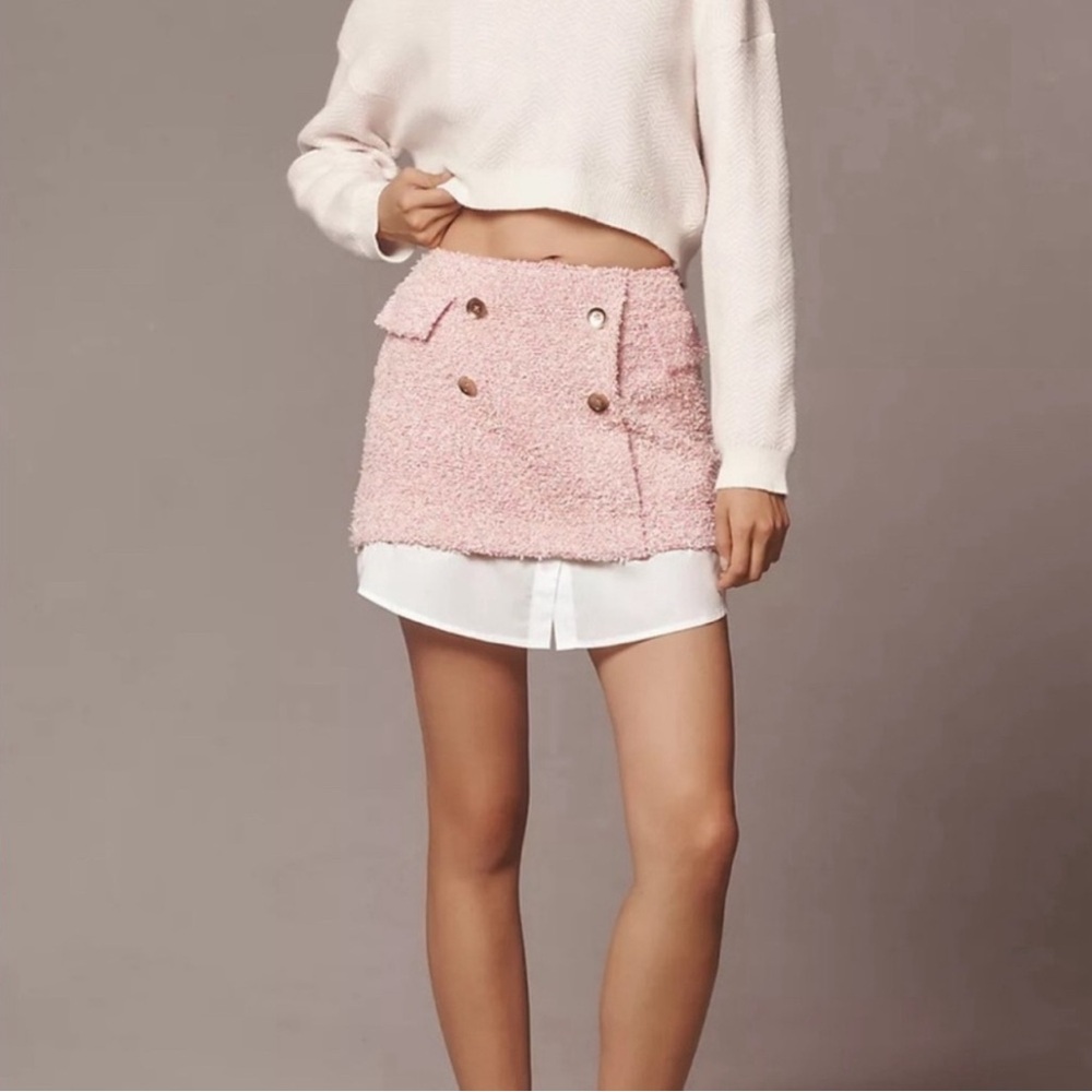 Chic Pink Tweed Skirt NWT